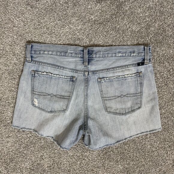 Lucky Brand The Cut Off Shorts Womens 6/28 Light Wash Denim Distressed Lace - Picture 2 of 12